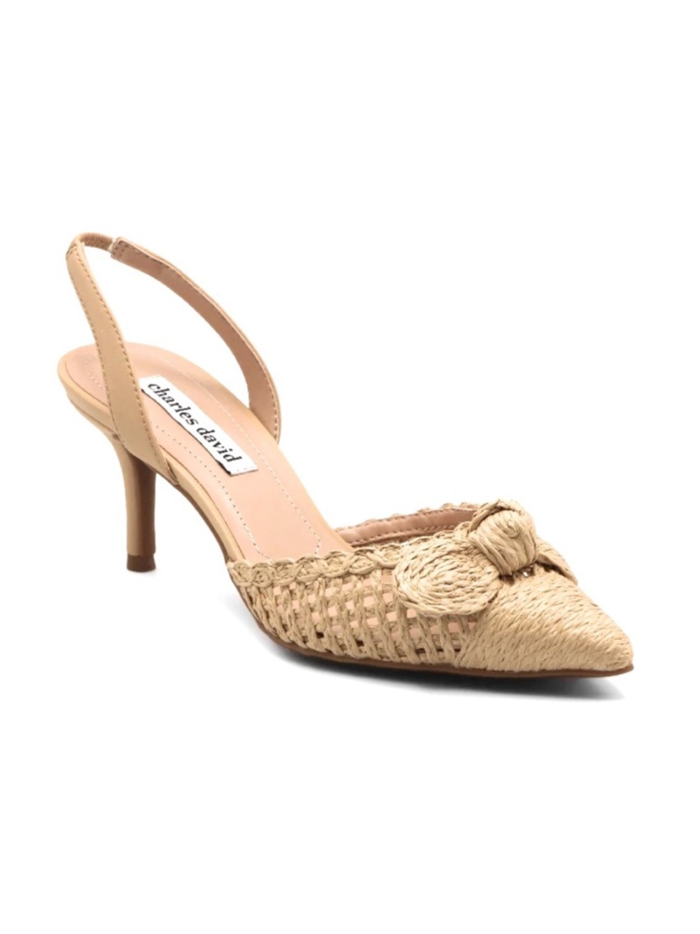 🆕- Charles David- Natural Woven Raffia Bow Slingback. Size: 8